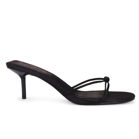 Maeve Slipper - Satin Black | FEMME LA FEMME LA Maeve Slipper in Satin Black Heeled Kitten Heel Slide 10